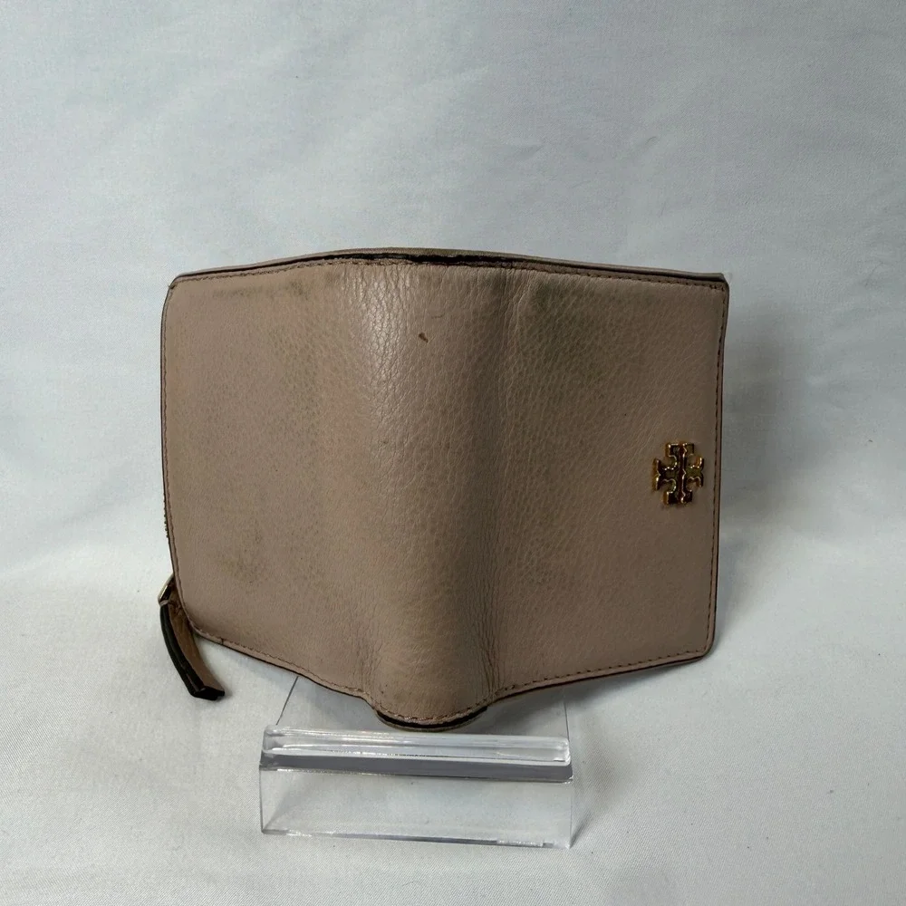 Tory Burch Bifold Wallet Womens OS Pink Leather Britten Mini Compact Wallet